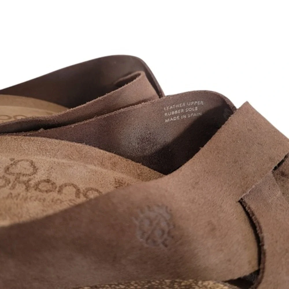 Yokono Candela Sz‎ 8 Suede Genuine Leather Cork Platform Wedge Slip On Sandals